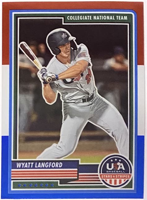 Wyatt Langford 2023 Panini USA Baseball Stars Stripes Collegiate