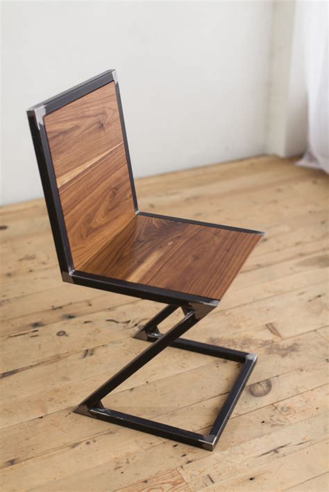 Walnut And Raw Steel Z Chair Factor Fabrication