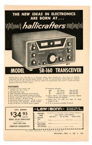 Cq Ham Radio Magazine Print Ad For The Hallicrafters Sr 160 Transceiver