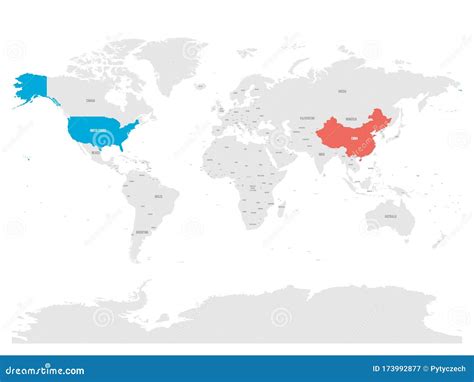 China Highlighted On A White Simplified 3D World Map. Digital 3D Render ...