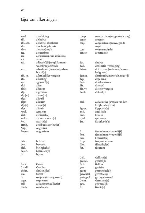 Lijst Van Afkortingen Woordenboek Latijn Nederlands