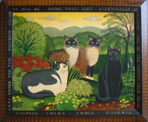 Four Cats | American Folk Art Painting - Diane Ulmer Pedersen