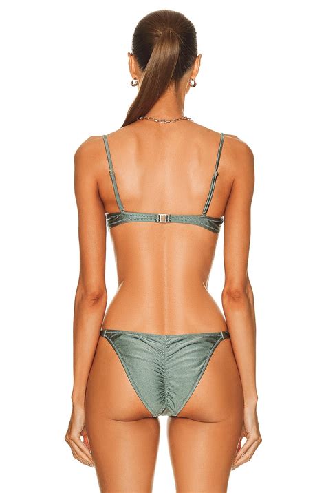 Shani Shemer Marla Bikini Top In Olive Green Fwrd