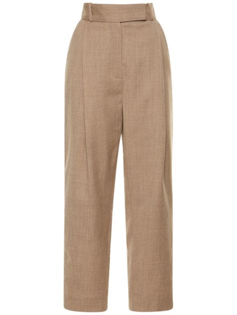 Deep Pleat Straight Wool Pants Toteme Women Luisaviaroma