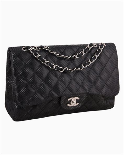 Bolsa Chanel Original Quilted Perforated Leather Single Flap Jumbo Feminina