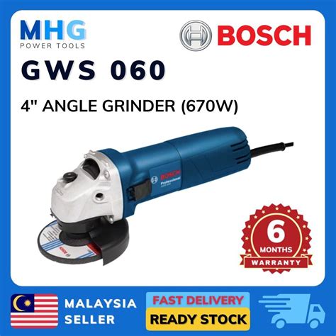 BOSCH GWS 060 4 Angle Grinder 670W Mesin Pencanai GWS 060 MHG