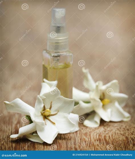 Gardenia And Essence In A Bottle Stock Photo Image Of Fragile Plant