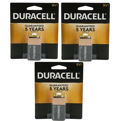 Duracell 9v Batteries Alkaline Copper Top Long Lasting 3 Pcs