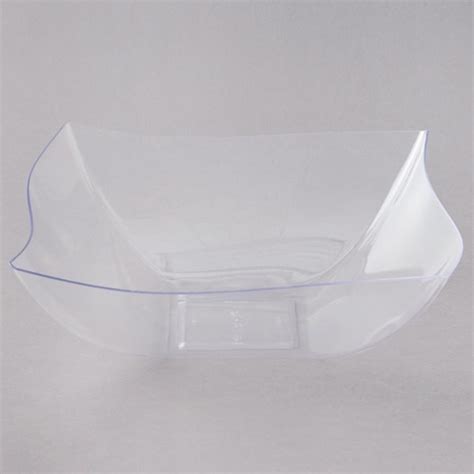 Fineline Settings 128 CL Wavetrends Clear Square Plastic Serving Bowl