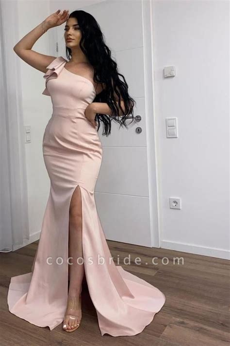 Classy One Shoulder Floor Length Ruffles Mermaid Prom Dress With Side