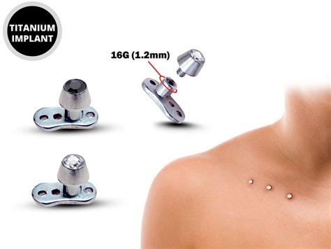 Dermal Anchor Piercing Collar Bone Piercing With Gem Cz Crystal