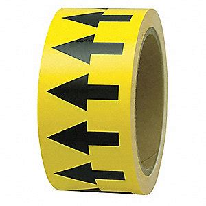 INCOM MANUFACTURING Arrow Tape, Black/Yellow, Polyethylene, 2" x 108 ft. - 6TVH5|PMA255 - Grainger