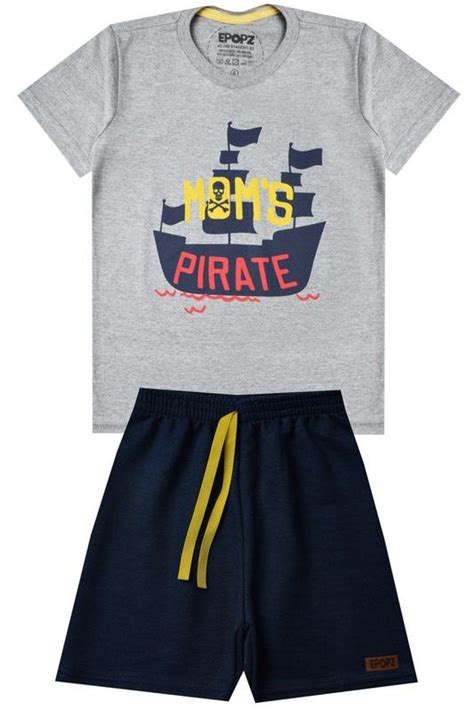 Conjunto Infantil Menino Pirate Cinza E Azul Marinho LOLITA BABY