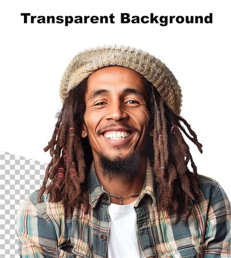 Uma ilustração de um homem sorrindo dreadlocks em sua cabeça PSD