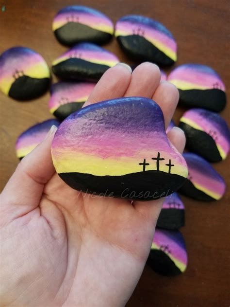 God S Love Jesus Love Easter Three Crosses Silhoutte Painted Rock