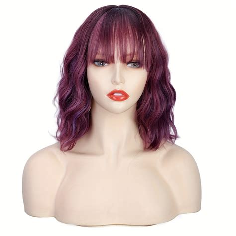 Short Wavy Wigs Bangs Short Bob Wigs Women Girls Synthetic Temu Canada