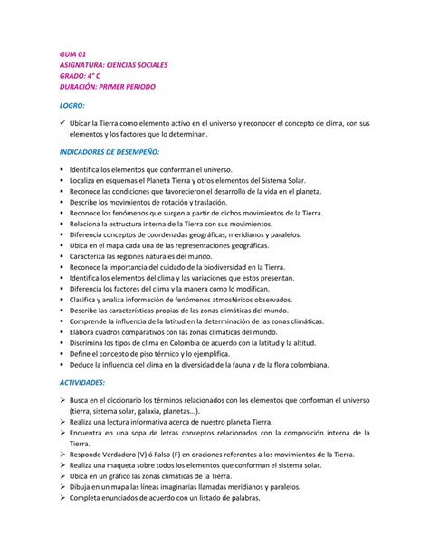 Pdf Guia 01 Asignatura Ciencias Sociales … Los Elementos Del Clima Y