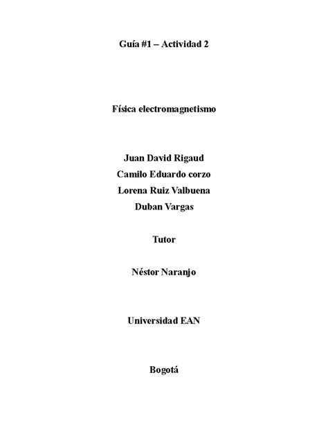 Guia Fisica Electromagnetismo Gu A Actividad F Sica