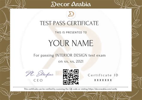 INTERIOR DESIGN EXAM PASS CERTIFICATE | Decor Arabia