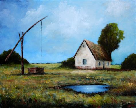 Old Farm in the Fields - Oil Painting - Fine Arts Gallery - Original fine Art Oil Paintings ...