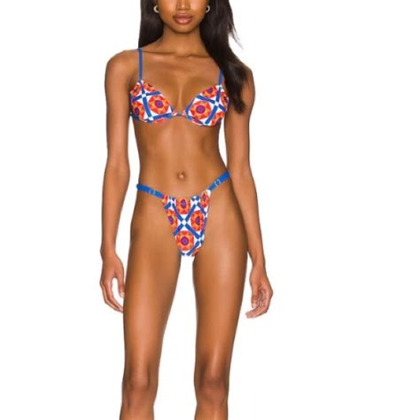 Weworewhat Swim Weworewhat Adjustable Ruched High Cut String Bikini