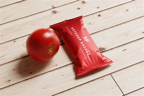 Tomato Ketchup Sachet Packet Mockups Mockup Free