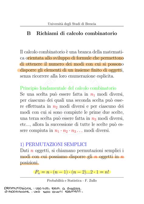 Esercizi Svolti Calcolo Combinatorio Probabilita E Statistica