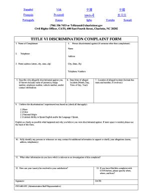 Fillable Online TITLE VI GRIEVANCE PROCEDURE Title VI Of The Civil