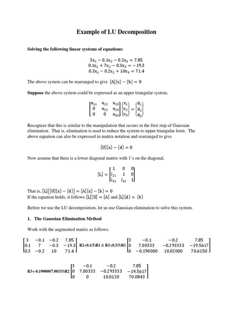 Example of LU Decomposition | Matrix (Mathematics) | Theoretical ...