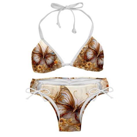 Butterfly Fission Diagram Bikini Set Swim Suit Detachable Sponge Adjustable Strap Two Pack