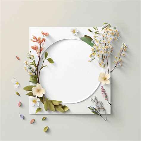 Premium AI Image | Empty white mocup frame circle for text with spring ...