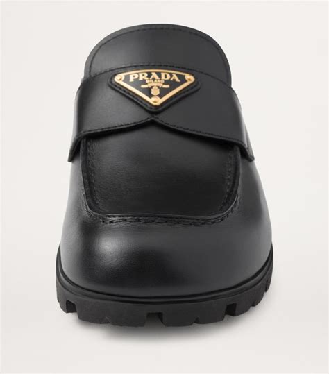 Womens Prada black Leather Slip-On Sandals | Harrods UK