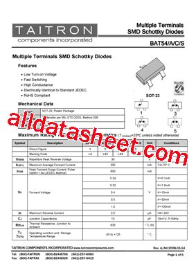 Bat C Datasheet Pdf Taitron Components Incorporated