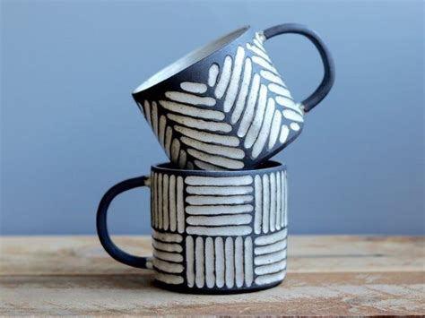 Handmade Mug W Hand Carved Patterns Etsy Mugs Handmade Ceramics