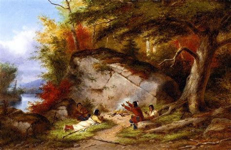 Oil Painting Replica Indian Campfire At Big Rock By Cornelius