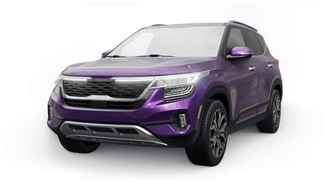 Premium Photo | A model of a compact purple SUV on a white background 3d illustration