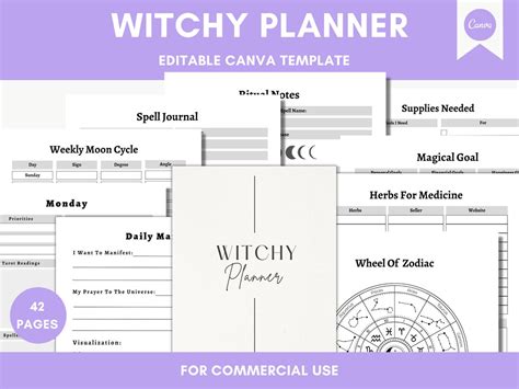 Editable Witchy Planner Templates In Canva Canva Template Pack