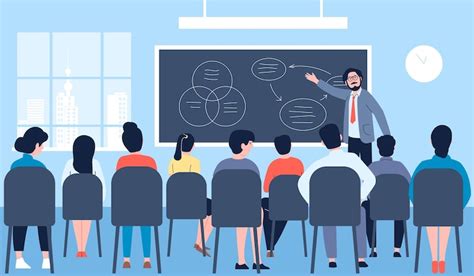 premium vector lecture teaching company speakers   curriculum