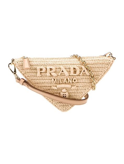 Prada Raffia Triangle Shoulder Bag W Tags Neutrals Shoulder Bags