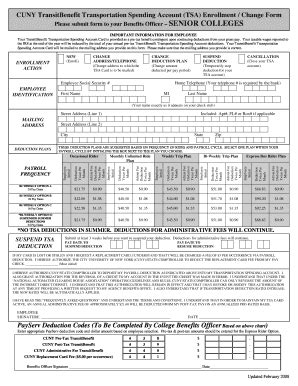 Fillable Online Qc Cuny Enrollment Form For Senior College Employee