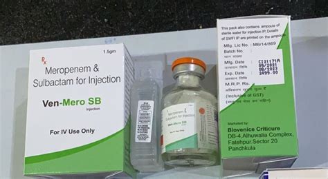 Meropenem Sulbactam For Injection 20 Ml Strength 1 5 Gm At Rs 2499