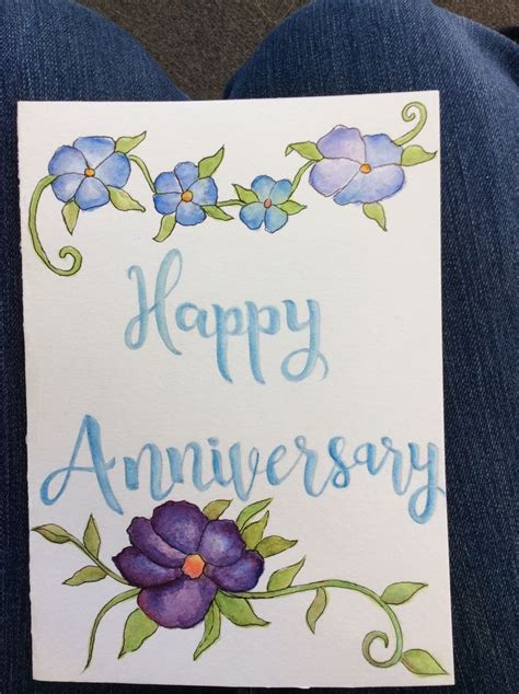 Watercolor Anniversary card I made just now! | Watercolor anniversary ...