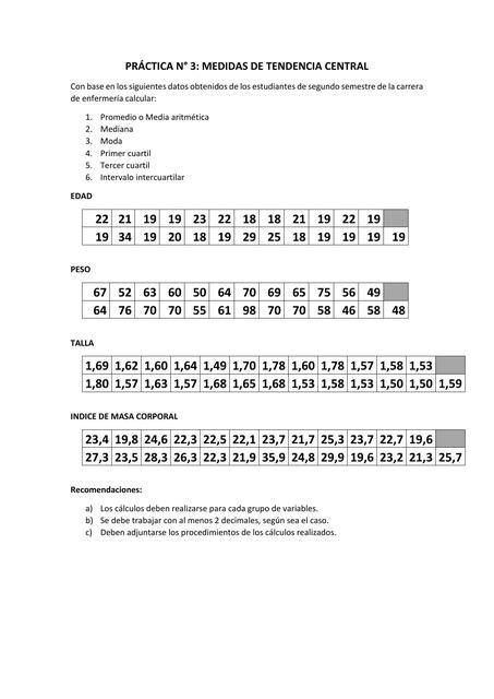 Medidas De Tendencia Central Karolay Paucara UDocz