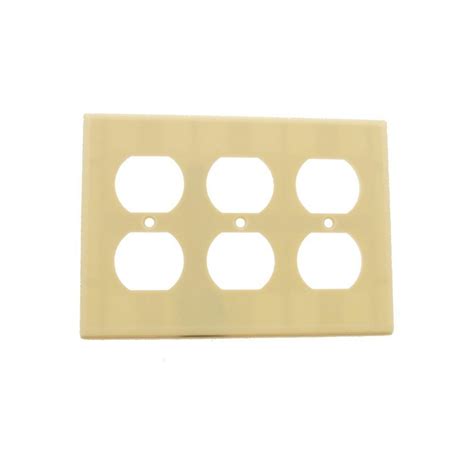 Leviton 3 Gang 3 Duplex Receptacles Standard Size Plastic Wall Plate Ivory 86030 The Home Depot