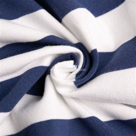 Stripes Cotton Fabric Stretch Jersey Knit Navy