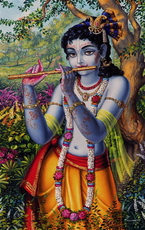 Krishna with flute Painting by Vrindavan Das - Pixels