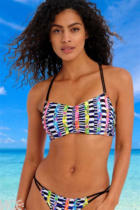 Freya Swim Electro Rave Bandeau Bikini Top F I Cup Multi Lace