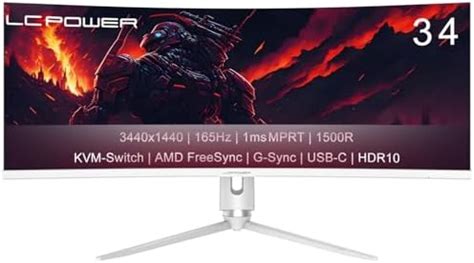 LC Power 34 Inch Ultra WQHD Gaming Curved Monitor 3440x1440 165Hz