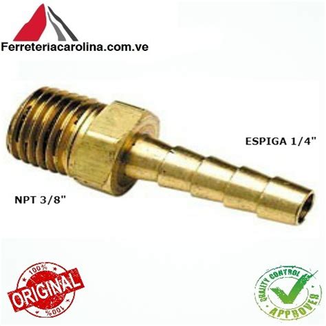 Conector Manguera Espiga 1 4 X Npt Macho 3 8 Bronce Bs 95 000 00 En