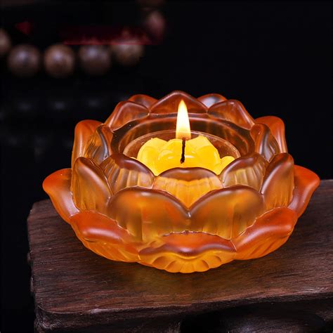 7 Colors Crystal Glass Lotus Flower Tea Light Candle Nepal Ubuy